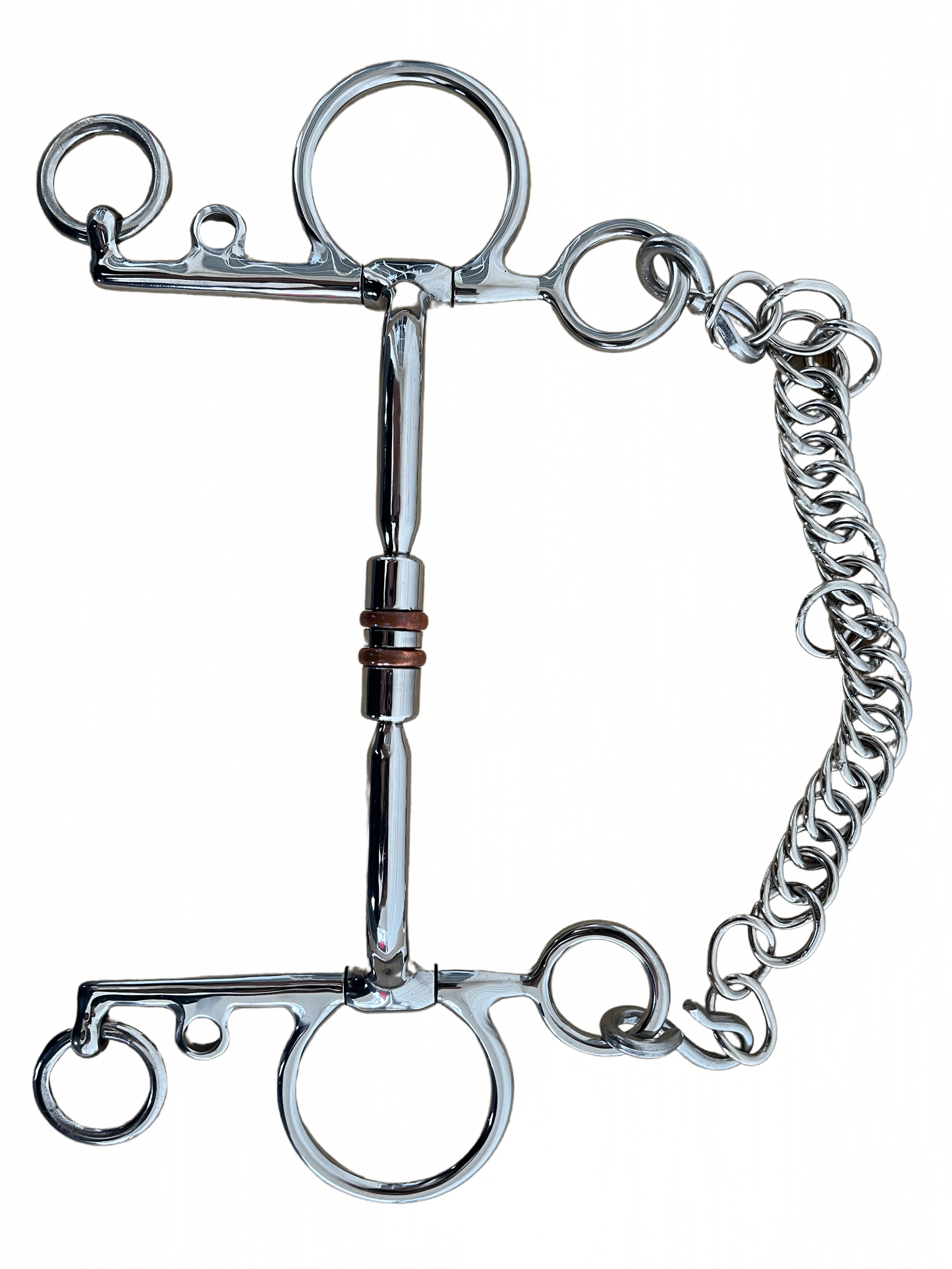 Full Cheek Copper ring with chain Stainless Steel Horse Bit